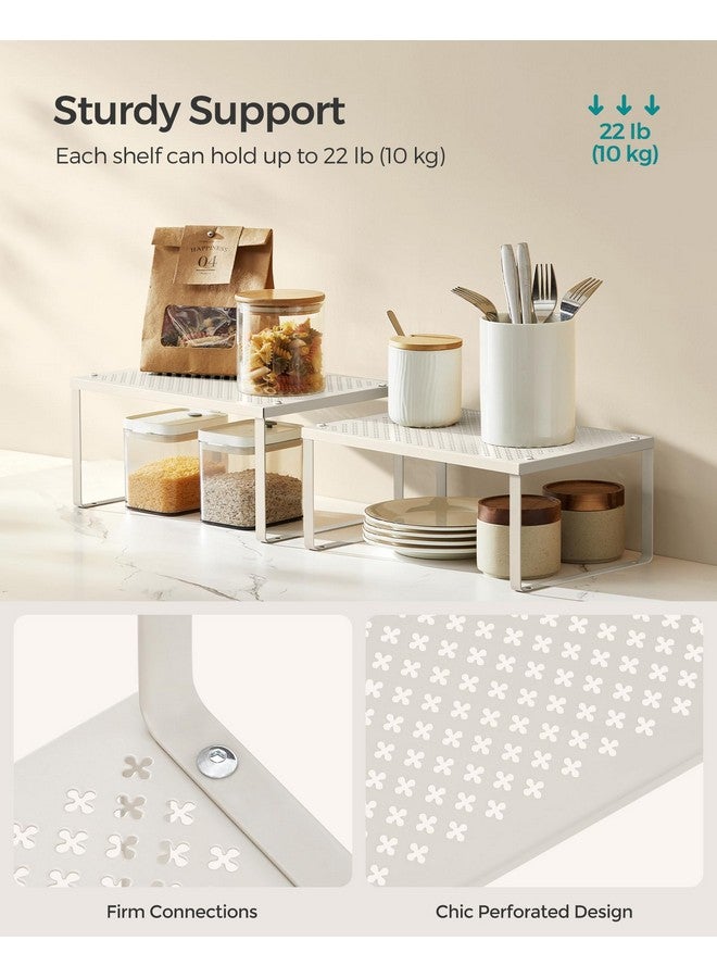 SONGMICS SONGMICS Spice Racks, Set of 2 Metal Cabinet Shelf Organizers, Countertop Organizers, Shelf Risers, Stackable, Expandable, Oatmeal Beige UKCS001K01  - Image 4