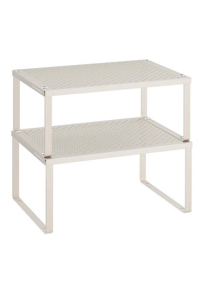 SONGMICS SONGMICS Spice Racks, Set of 2 Metal Cabinet Shelf Organizers, Countertop Organizers, Shelf Risers, Stackable, Expandable, Oatmeal Beige UKCS001K01  - Image 1