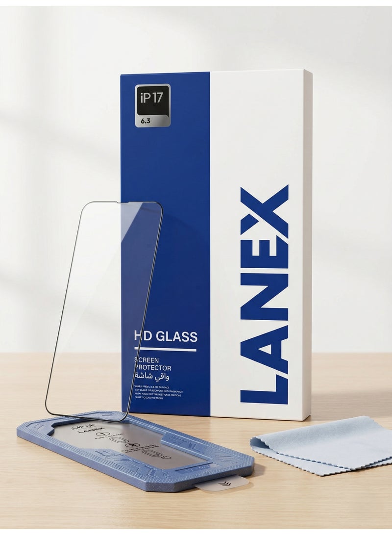 LANEX Premium HD Glass Screen Protector for iPhone 17 (6.3") with Auto-Alignment Installation Box & Cleaning Kit - Image 4