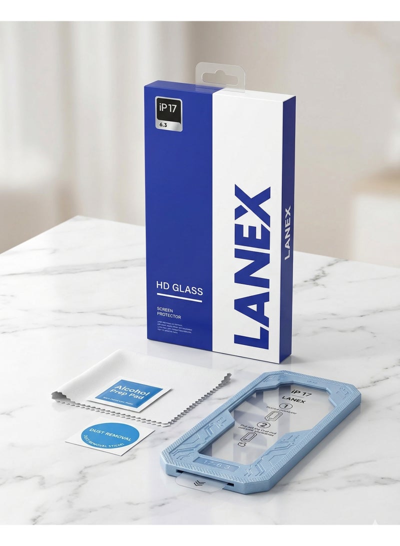 LANEX Premium HD Glass Screen Protector for iPhone 17 (6.3") with Auto-Alignment Installation Box & Cleaning Kit - Image 5