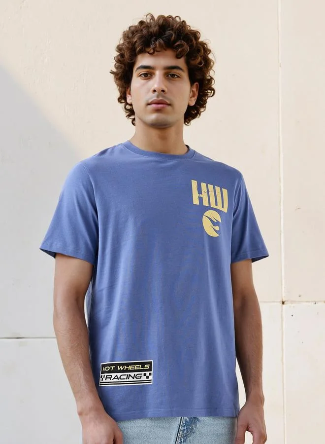 SP Characters Men Regular Fit Crew Neck Short Sleeves Hot Wheels Print T-shirt