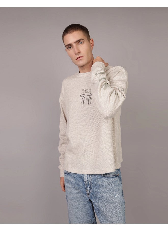 American Eagle AE Long-Sleeve Logo Graphic Thermal T-Shirt  - Image 1