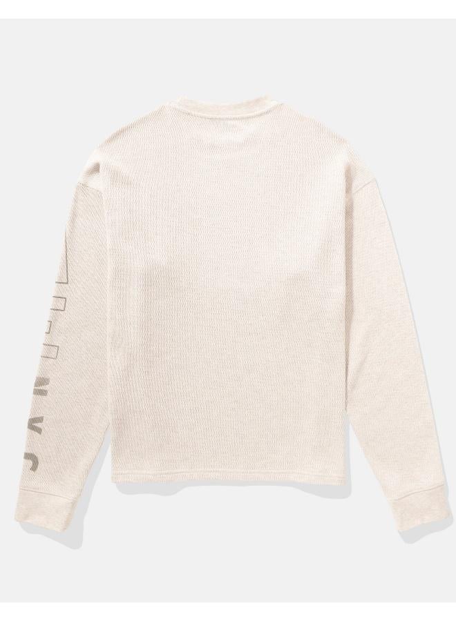 American Eagle AE Long-Sleeve Logo Graphic Thermal T-Shirt  - Image 2