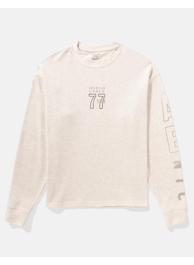 American Eagle AE Long-Sleeve Logo Graphic Thermal T-Shirt  - Image 3