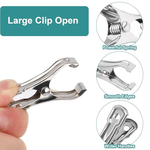JULMELON 25 PCS Greenhouse Clips, 2.2 Inch Stainless Steel Garden Clips, Heavy Duty Row Cover Clips with Large Open Strong Grip for Fixing Netting Cover Film,Shade Cloth Film Plant Netting - Image 3