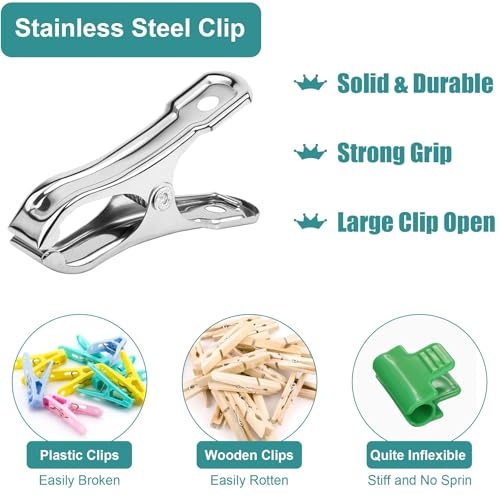 JULMELON 25 PCS Greenhouse Clips, 2.2 Inch Stainless Steel Garden Clips, Heavy Duty Row Cover Clips with Large Open Strong Grip for Fixing Netting Cover Film,Shade Cloth Film Plant Netting - Image 4