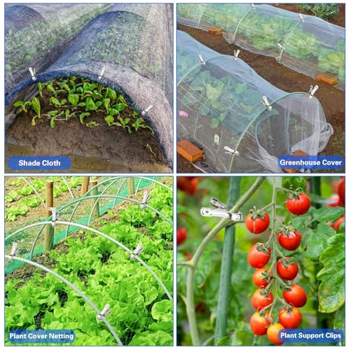 JULMELON 25 PCS Greenhouse Clips, 2.2 Inch Stainless Steel Garden Clips, Heavy Duty Row Cover Clips with Large Open Strong Grip for Fixing Netting Cover Film,Shade Cloth Film Plant Netting - Image 5