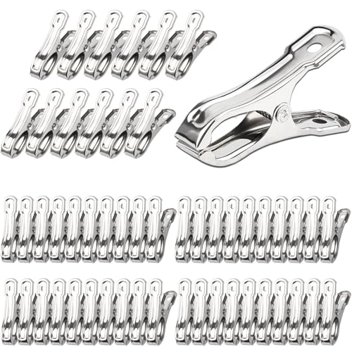 JULMELON 25 PCS Greenhouse Clips, 2.2 Inch Stainless Steel Garden Clips, Heavy Duty Row Cover Clips with Large Open Strong Grip for Fixing Netting Cover Film,Shade Cloth Film Plant Netting - Image 1