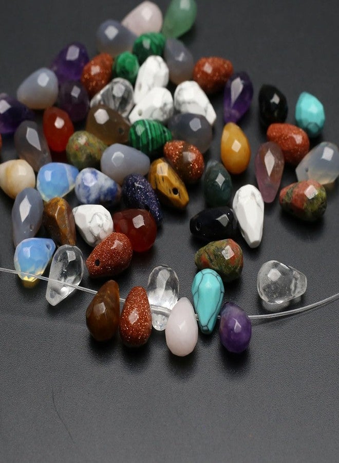 LE SKY 40 Pcs Healing Loose Beads Faceted Water Drop Shape Natural Necklace Stone Pendants Crystal for Jewelry Making DIY Craft - Image 2