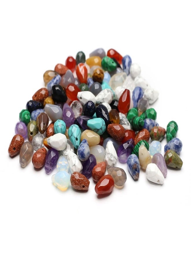 LE SKY 40 Pcs Healing Loose Beads Faceted Water Drop Shape Natural Necklace Stone Pendants Crystal for Jewelry Making DIY Craft - Image 1