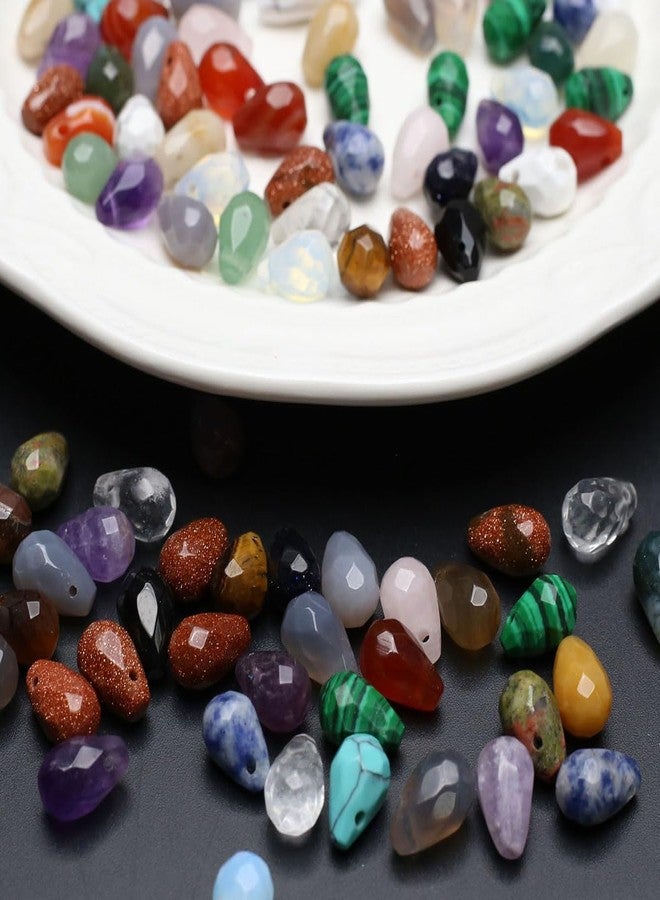 LE SKY 40 Pcs Healing Loose Beads Faceted Water Drop Shape Natural Necklace Stone Pendants Crystal for Jewelry Making DIY Craft - Image 3