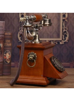 Generic Vintage Retro Antique Landline Phone with Wooden Base Drawer, Vintage Telephone European Style Old Fashioned Wired Telephone For Home Office Cafe Restaurant Decoration  - Image 4