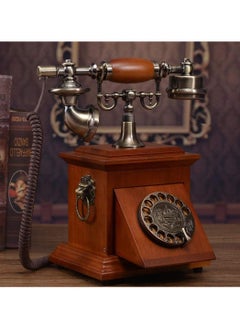 Generic Vintage Retro Antique Landline Phone with Wooden Base Drawer, Vintage Telephone European Style Old Fashioned Wired Telephone For Home Office Cafe Restaurant Decoration  - Image 5