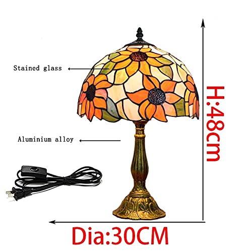 Blivuself Tiffany Lamp Stained Glass Lamp Sunflower Yellow Bedroom Table Lamp Reading Desk Light for Bedside Living Room Office Dormitory Dining Room Decorate Gift 12x12x18 Include Light Bulb - Image 4