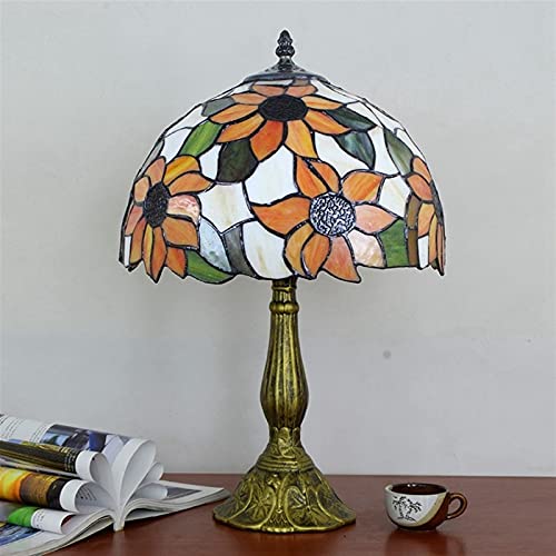Blivuself Tiffany Lamp Stained Glass Lamp Sunflower Yellow Bedroom Table Lamp Reading Desk Light for Bedside Living Room Office Dormitory Dining Room Decorate Gift 12x12x18 Include Light Bulb - Image 5