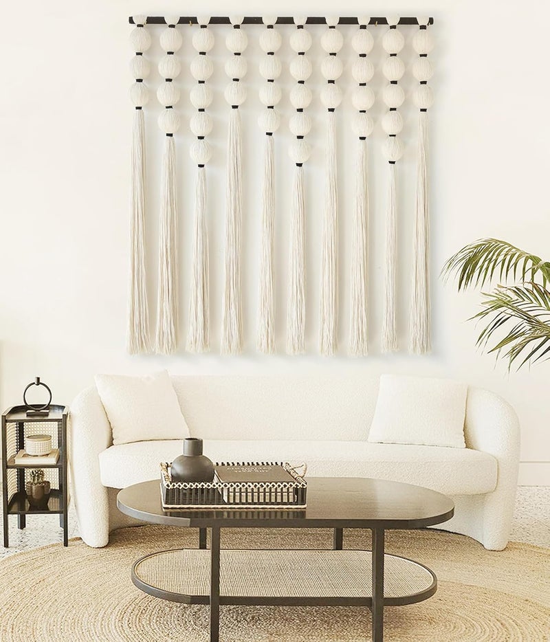 IOWER Large Macrame Wall Hanging Macrame Wall Decor Sphericity Cotton Textile Wall Hanging Boho Wall Decor Art Fiber Yarn Art Handmade 39" Wx39 L - Image 3