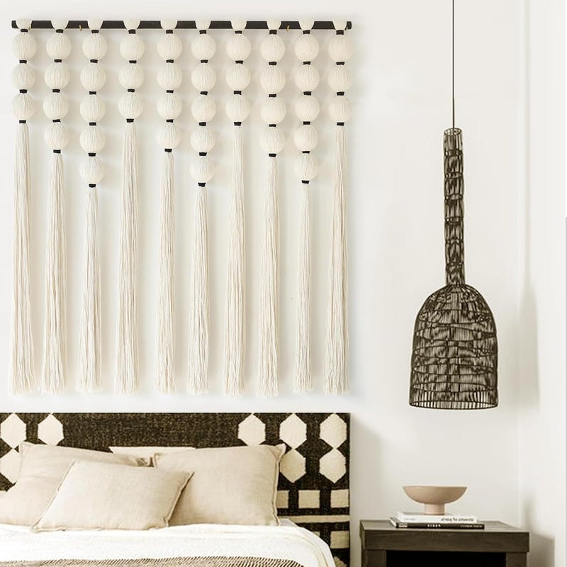 IOWER Large Macrame Wall Hanging Macrame Wall Decor Sphericity Cotton Textile Wall Hanging Boho Wall Decor Art Fiber Yarn Art Handmade 39" Wx39 L - Image 1