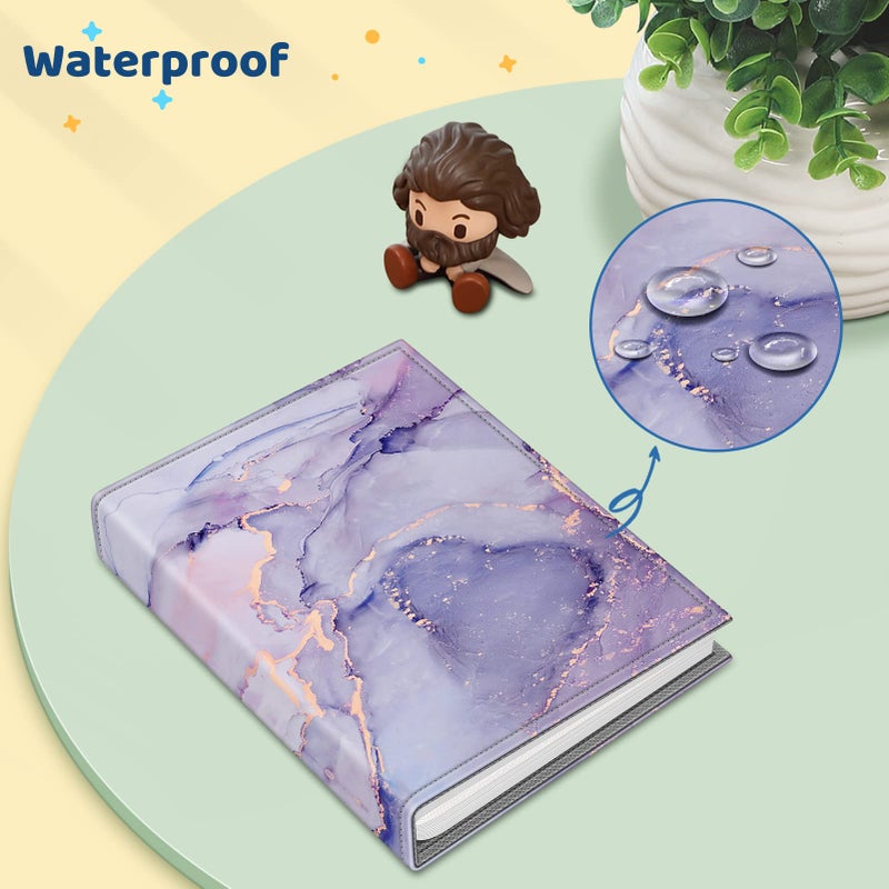 Fintie Fintie Photo Album 4x6 Photos - 52 Photos Small Mini Capacity Premium Vegan Leather Cover Photo Album  Portable Wallet Photo Album for Family Wedding Boys Girls  Lilac Marble - Image 5