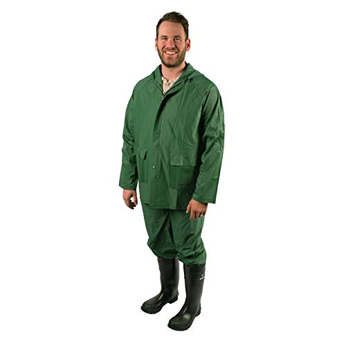 Stansport بدلة مطر PVC للرجال من ستانسبورت مع غطاء رأس، أخضر، كبير - Image 4