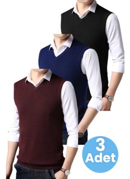 3-Piece Men's V-Neck Knitwear Non-Pilling Sweater Men's Slim Fit Sweater - pzsku/Z31CF7BA9D573818F7CABZ/45/_/1735885678/c692737f-2f1a-468c-8912-340dc3d92fe2