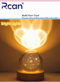 Rcan Solar System 3D Crystal Ball Glass Luminous Night Lamp For Kids Women Commemorative Gifts Graduation Season Gifts Birthday Gifts  - Image 2