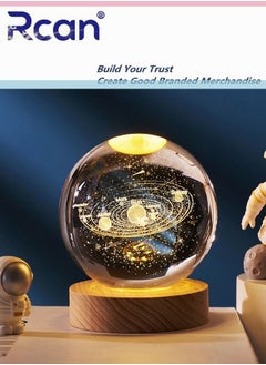 Rcan Solar System 3D Crystal Ball Glass Luminous Night Lamp For Kids Women Commemorative Gifts Graduation Season Gifts Birthday Gifts  - Image 1