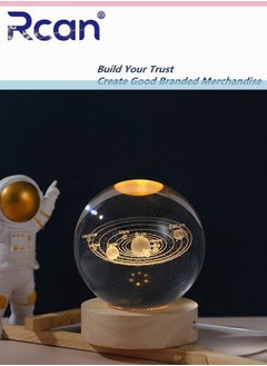 Rcan Solar System 3D Crystal Ball Glass Luminous Night Lamp For Kids Women Commemorative Gifts Graduation Season Gifts Birthday Gifts  - Image 5