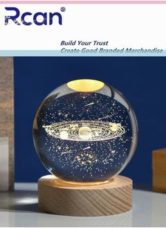 Rcan Solar System 3D Crystal Ball Glass Luminous Night Lamp For Kids Women Commemorative Gifts Graduation Season Gifts Birthday Gifts  - Image 4