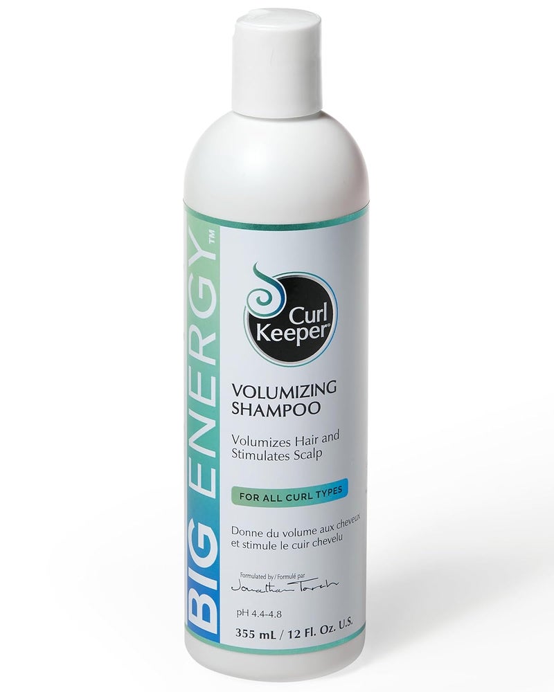 Curl Keeper Big Energy Volumizing Shampoo - Volumizes Hair & Stimulates Scalp for All Curl Types - Packed with Rich Minerals to Strengthen, Restore, & Invigorate - Sulfate Free, Water-Based Formula