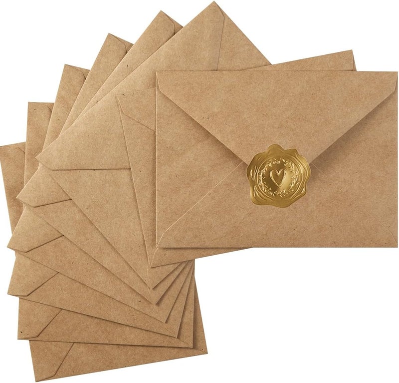 Toperd 50 Pack A7 Colorful 5x7 Envelopes V Flap Invitation Envelopes for 5x7 Cards, Birthday, Weddings, Graduations, Greeting Cards, Baby Shower 5.24 x 7.24 Inches (Brown) - Image 1