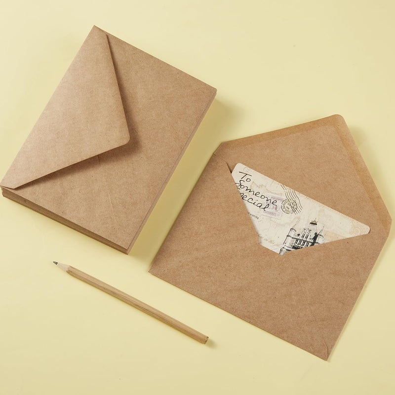 Toperd 50 Pack A7 Colorful 5x7 Envelopes V Flap Invitation Envelopes for 5x7 Cards, Birthday, Weddings, Graduations, Greeting Cards, Baby Shower 5.24 x 7.24 Inches (Brown) - Image 3