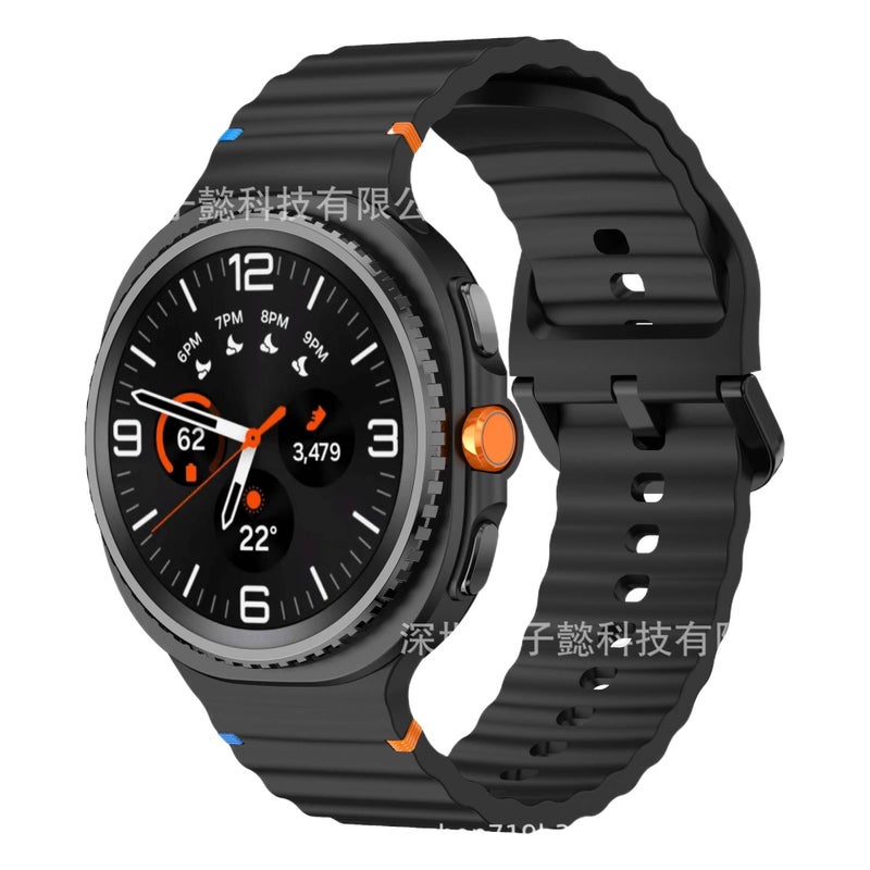 Adjustable Silicone Sport Smartwatch Band Compatible with Samsung Galaxy Watch 8 Classic with Fit Soft Strap and Quick Daily Replacement Black - Image 4