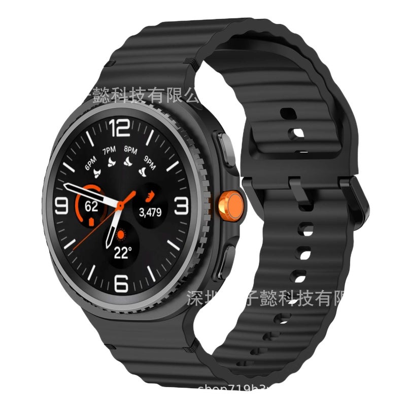 Adjustable Silicone Sport Smartwatch Band Compatible with Samsung Galaxy Watch 8 Classic with Fit Soft Strap and Quick Daily Replacement Black - Image 1