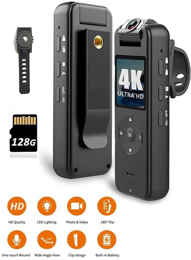 Ultra HD 4K Mini Camera Camcorder Video Recording WiFi ,Sports Camera , with 128G Card U3,180 rotating lens, Portable Small Digital Video Recorder Police BodyCam Infrared Night Vision Miniature Camcorder - Image 3