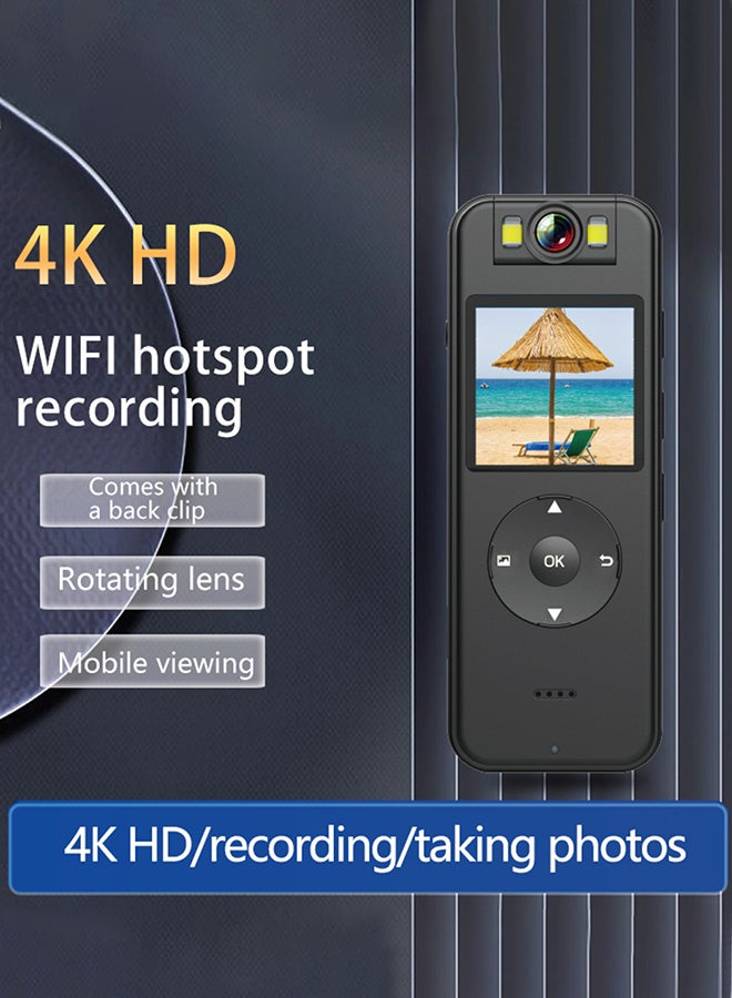 Ultra HD 4K Mini Camera Camcorder Video Recording WiFi ,Sports Camera , with 128G Card U3,180 rotating lens, Portable Small Digital Video Recorder Police BodyCam Infrared Night Vision Miniature Camcorder - Image 2