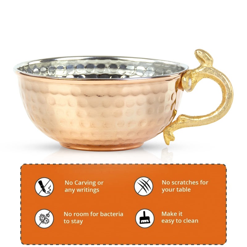 JAIRESTONE Copper Shaving Bowl and Cup - Turkish Hand Hammered Shaving Bowl - Safety Razor and Brush Holder - Traditional Shaving Cup - Lather Bowl for Shaving - Barbers Shop Utensil - Image 5