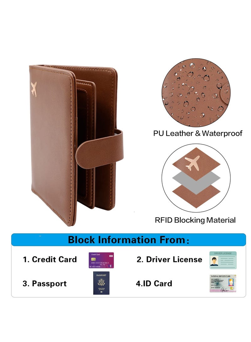 Barakah Passport Holder, Passport Holder Card Slots, Creative Aircraft Certificate Storage Bag, Cute Passport Cover for Women and Men, Waterproof Rfid Blocking Travel Wallet (Borwn) - Image 4