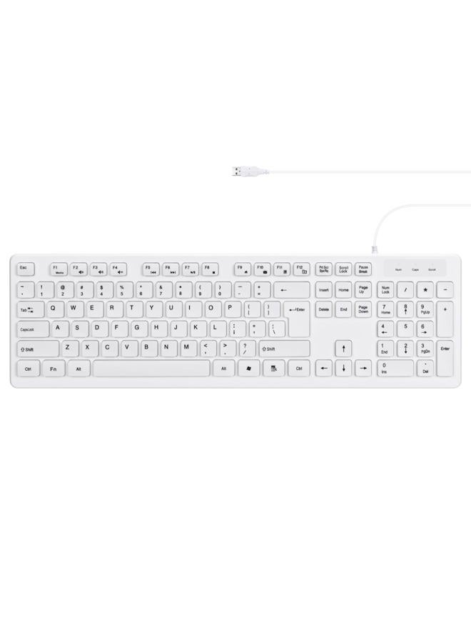 M MC Saite MCSaite Wired White USB 104 Keys Computer Keyboard with Stands,Waterproof - US Layout Compatible for Windows, PC, Laptop - Image 1
