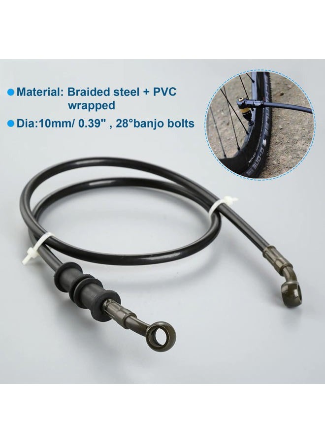 Mtsooning 1Pc Black Motorcycle Braided Steel Brake Clutch Oil Hoses Line Pipe (Oil Hose Length 90Cm) - Image 3