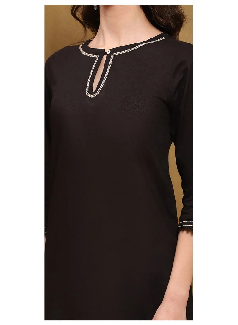 بيبا مزيج قطن أسود كرتا مستقيمة