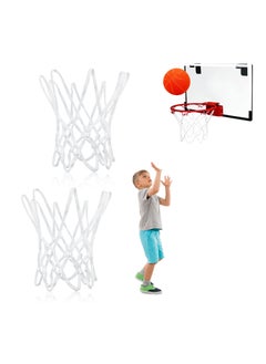 2 Pcs Mini Basketball Net Replacement, SYOSI Nylon Basketball Net, Sports Basketball Hoop Net Outdoor Indoor Anti Whip Basketball Net for Kids Activity Supplies, 8 Loops