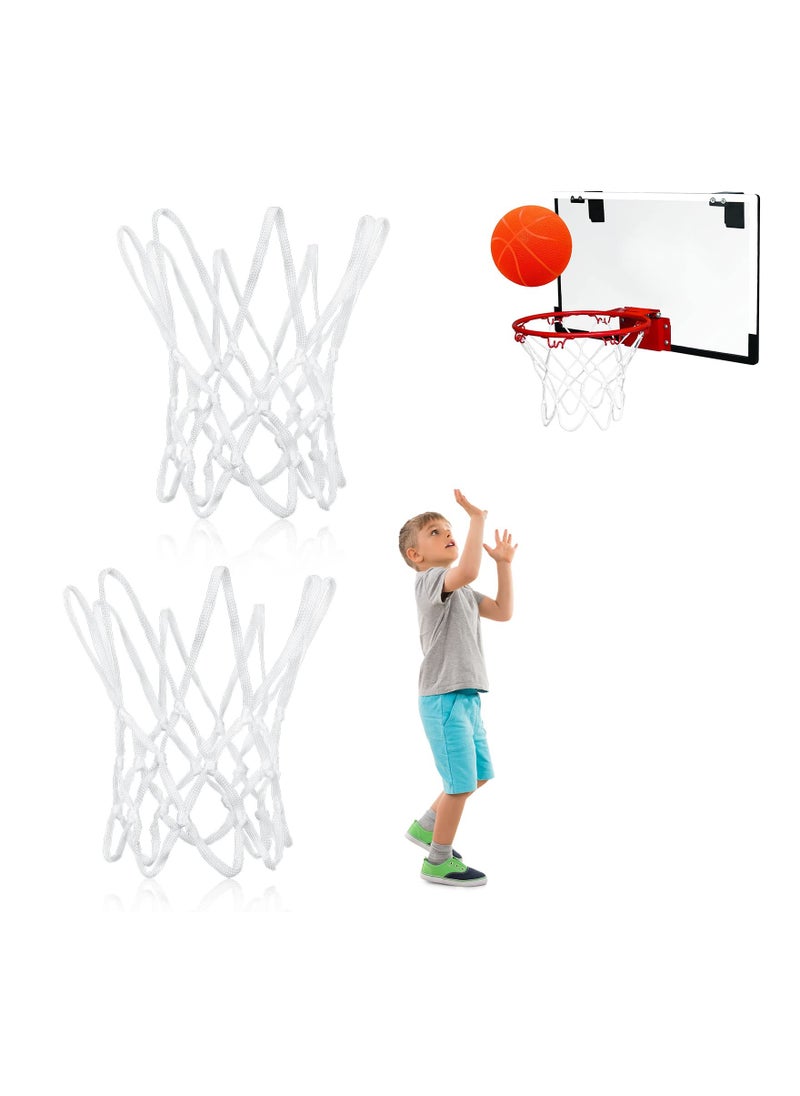 SYOSI - 2 Pcs Mini Basketball Net Replacement, SYOSI Nylon Basketball Net, Sports Basketball Hoop Net Outdoor Indoor Anti Whip Basketball Net for Kids Activity Supplies, 8 Loops - Image 1