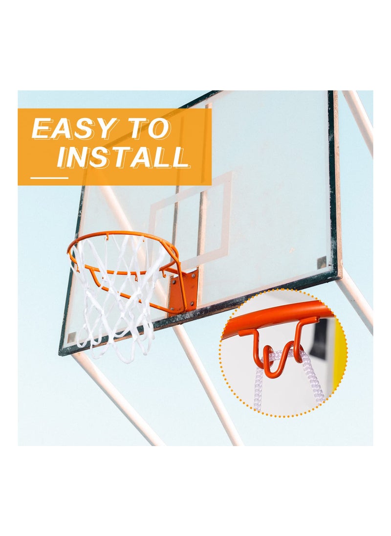 SYOSI - 2 Pcs Mini Basketball Net Replacement, SYOSI Nylon Basketball Net, Sports Basketball Hoop Net Outdoor Indoor Anti Whip Basketball Net for Kids Activity Supplies, 8 Loops - Image 1
