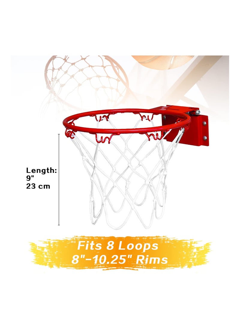SYOSI - 2 Pcs Mini Basketball Net Replacement, SYOSI Nylon Basketball Net, Sports Basketball Hoop Net Outdoor Indoor Anti Whip Basketball Net for Kids Activity Supplies, 8 Loops - Image 1