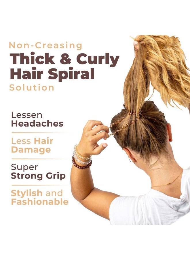 BASIC CONCEPTS Spiral Hair Ties (10 Pieces) Coil Hair Ties For Thick Hair Ponytail Holder Hair Ties For Women (Assorted Colors) No Crease Hair Ties Phone Cord Hair Ties For All Hair Types With Plastic Spiral  - Image 2