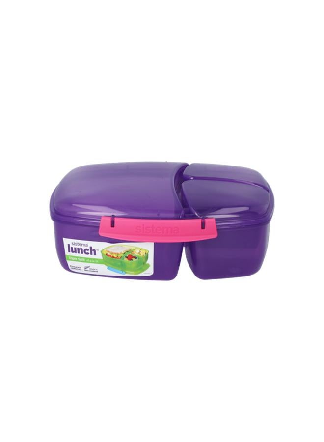sistema Triple Split Lunch Box with Yogurt Pot Assorted Color 2 Liter (Multicolour) - Image 1