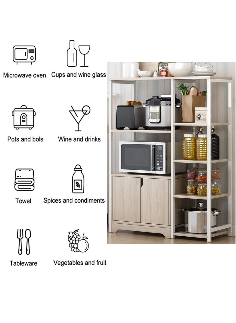 HomarKet 5-Tier Kitchen Storage Shelf Microwave Oven Stand Rack Spice Organizer with Storage Cabinet Large Storage Rack for Home Hotel Living Room Bathroom and Office  - Image 2