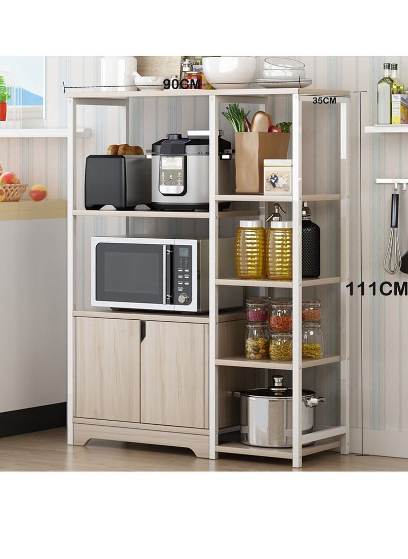 HomarKet 5-Tier Kitchen Storage Shelf Microwave Oven Stand Rack Spice Organizer with Storage Cabinet Large Storage Rack for Home Hotel Living Room Bathroom and Office  - Image 3