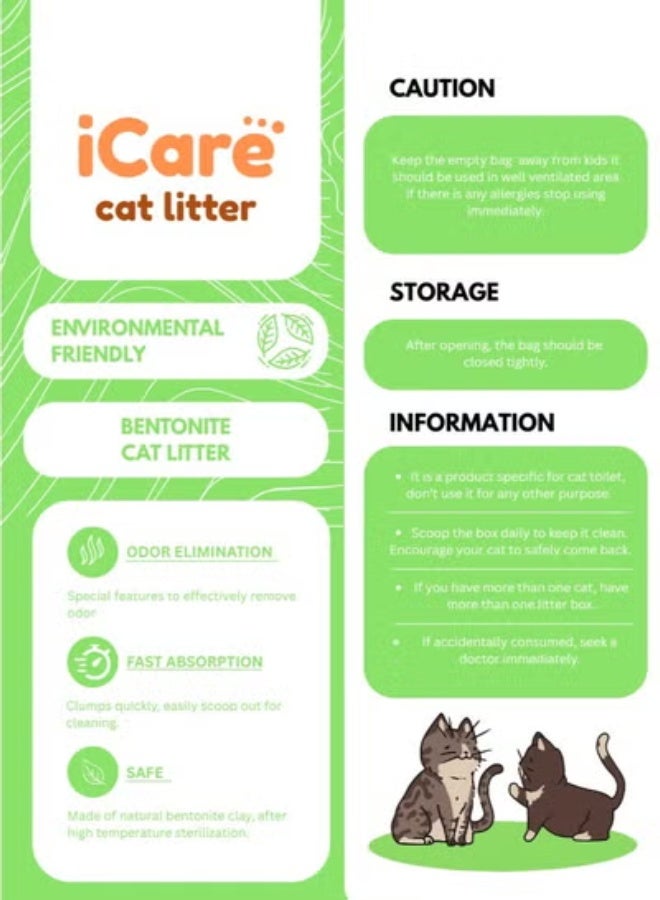 iCare 2PCs iCare Bentonite Cat Litter - Apple Flavour - 25L - Image 2