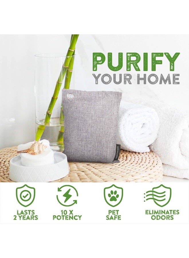 BASIC CONCEPTS Charcoal Odor Absorber for Strong Odor (Large, 4 Pack, 200g each), Bamboo Charcoal Air Purifying Bag Activated Charcoal Odor Absorber for Home, Closet, Shoe, Car Basement, Musty Odor Eliminator - Image 2